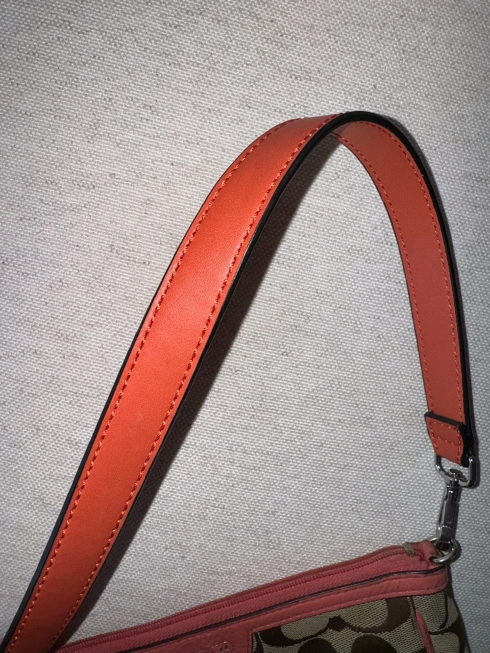 Coach Monogran Canvas Leather Pink Mini Shoulder Bag Wristlet Y2K VTG Designer - Picture 15 of 17